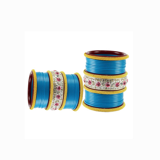 Firozi Stone Acrylic Bangle With Extra Large Size  (Pack Of 46) (sku-ban1883)