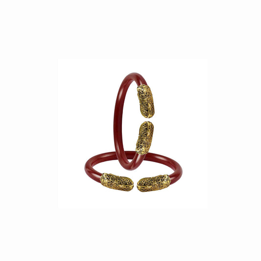 Red Plain Acrylic-Brass Bangle With Very Extra Large Size  (Pack Of 2) (sku-ban2344)