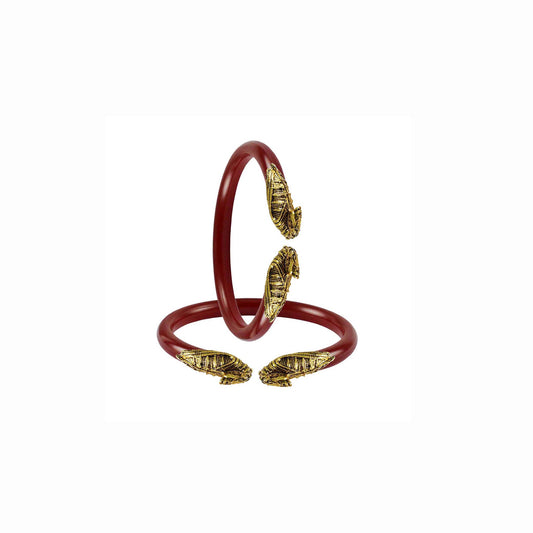 Red Plain Acrylic-Brass Bangle With Very Extra Large Size  (Pack Of 2) (sku-ban2346)