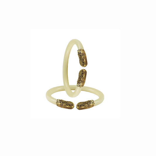 Cream Plain Acrylic-Brass Bangle With Very Extra Large Size  (Pack Of 2) (sku-ban2360)