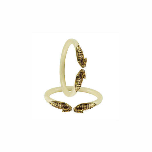 Cream Plain Acrylic-Brass Bangle With Very Extra Large Size  (Pack Of 2) (sku-ban2362)