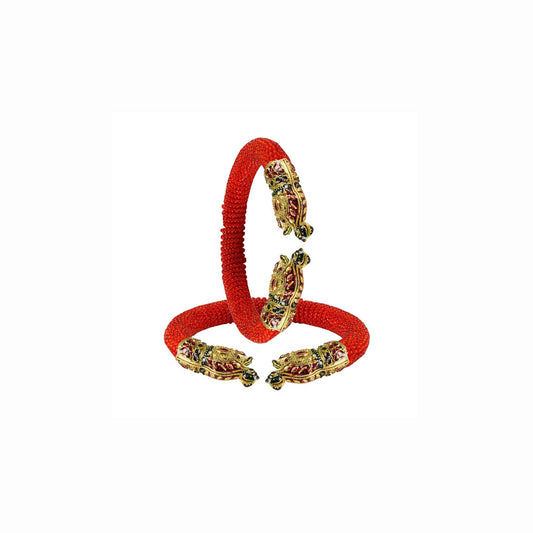 Red Plain Acrylic-Brass Bangle With Very Extra Large Size  (Pack Of 2) (sku-ban2380)