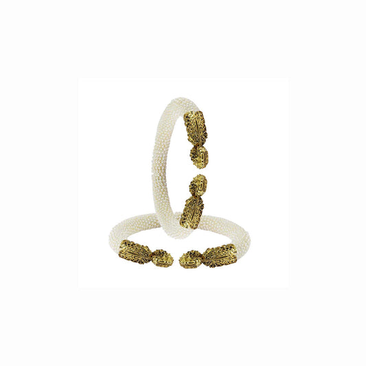 White Plain Acrylic-Brass Bangle With Very Extra Large Size  (Pack Of 2) (sku-ban2393)