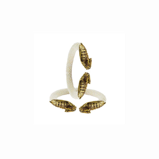 White Plain Acrylic-Brass Bangle With Very Extra Large Size  (Pack Of 2) (sku-ban2394)