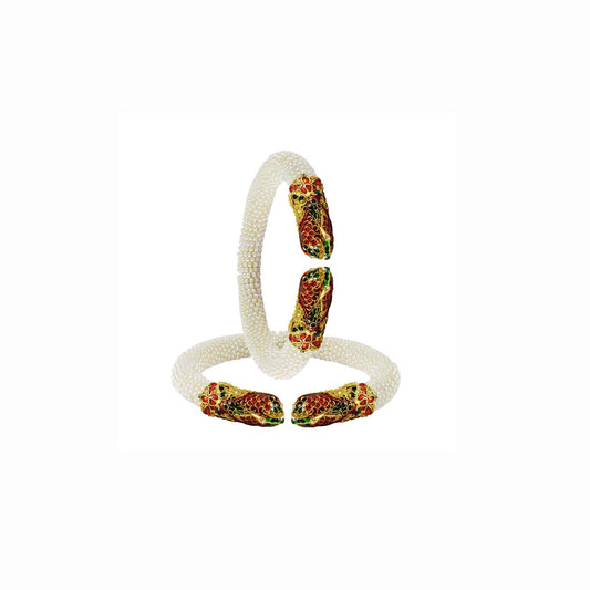 White Plain Acrylic-Brass Bangle With Very Extra Large Size  (Pack Of 2) (sku-ban2399)