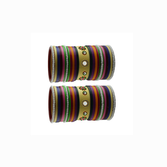 Multi Moti Stud Acrylic Bangle With Very Extra Large Size Pack Of-82 (sku-ban24397)