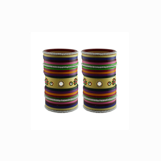 Multi Moti Stud Acrylic Bangle With Very Extra Large Size Pack Of-82 (sku-ban24397)