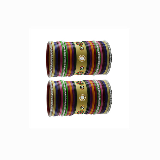 Multi Moti Stud Acrylic Bangle With Very Extra Large Size Pack Of-82 (sku-ban24398)
