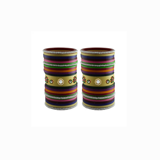 Multi Moti Stud Acrylic Bangle With Very Extra Large Size Pack Of-82 (sku-ban24398)