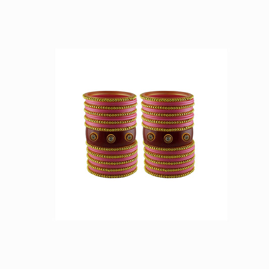 Pink Stone Stud Acrylic Bangle With Very Extra Large Size Pack Of-54 (sku-ban26775)