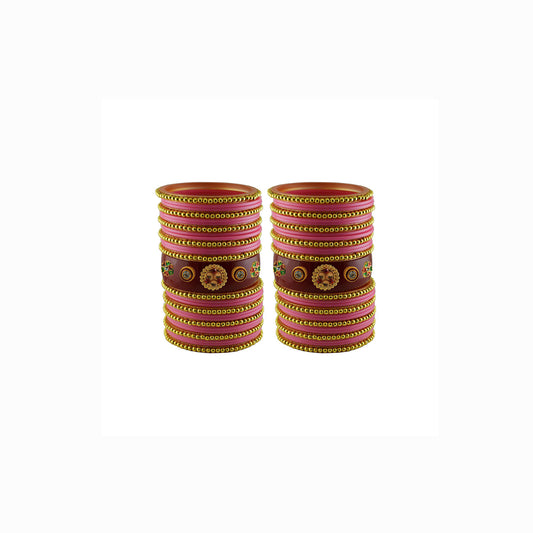 Pink Stone Stud Acrylic Bangle With Very Extra Large Size Pack Of-54 (sku-ban26776)