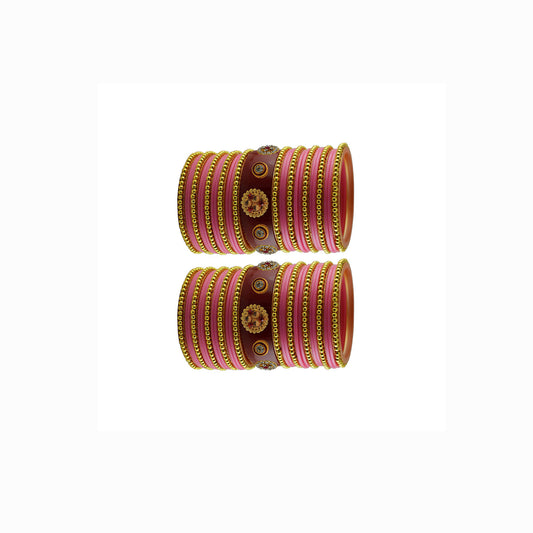 Pink Stone Stud Acrylic Bangle With Very Extra Large Size Pack Of-54 (sku-ban26777)