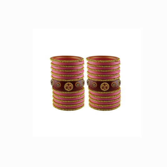 Pink Stone Stud Acrylic Bangle With Very Extra Large Size Pack Of-54 (sku-ban26777)