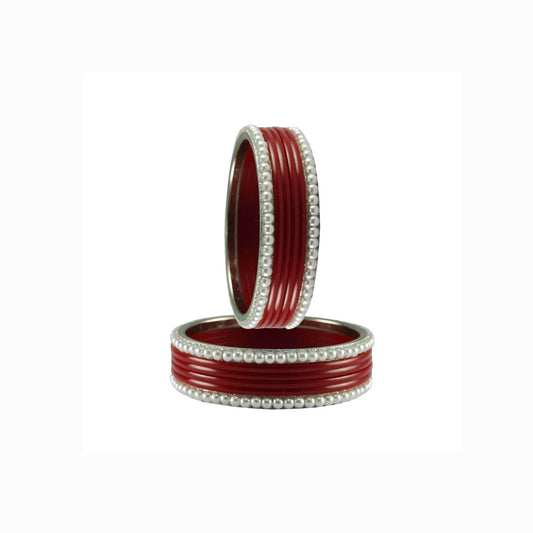 Red Moti Acrylic-Brass Bangle With Extra Large Size  (Pack Of 12) (sku-ban2864)
