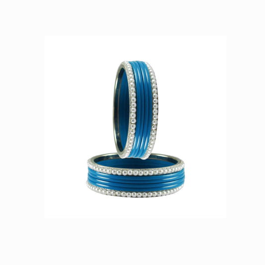 Firozi Moti Acrylic-Brass Bangle With Extra Large Size  (Pack Of 12) (sku-ban2866)