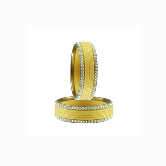 Cream Moti Acrylic-Brass Bangle With Extra Large Size  (Pack Of 12) (sku-ban2868)