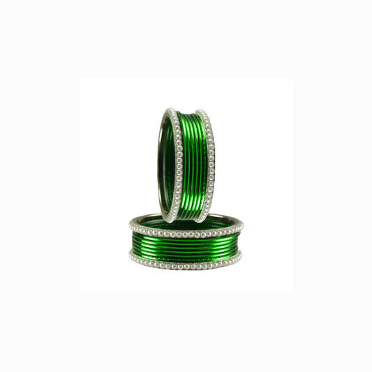 Green Moti Brass Bangle (Pack Of 16) (sku-ban2872)