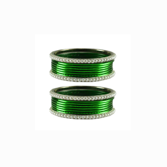 Green Moti Brass Bangle (Pack Of 16) (sku-ban2872)
