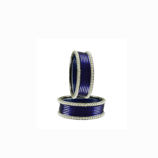 Dark Blue Moti Brass Bangle (Pack Of 16) (sku-ban2874)