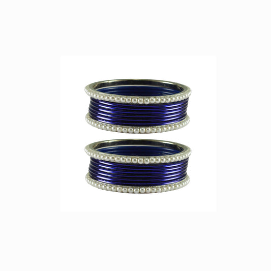 Dark Blue Moti Brass Bangle (Pack Of 16) (sku-ban2874)