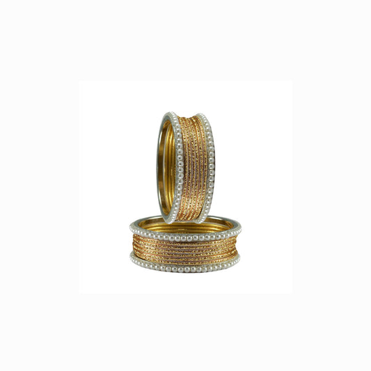 Golden Moti Brass Bangle (Pack Of 16) (sku-ban2876)
