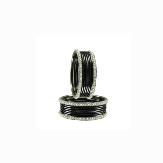 Black Moti Brass Bangle (Pack Of 16) (sku-ban2878)