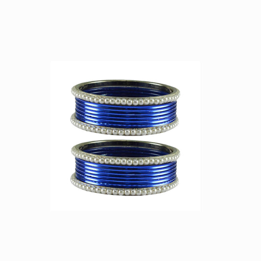 Blue Moti Brass Bangle (Pack Of 16) (sku-ban2883)