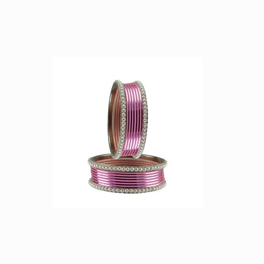 Pink Moti Brass Bangle (Pack Of 16) (sku-ban2886)
