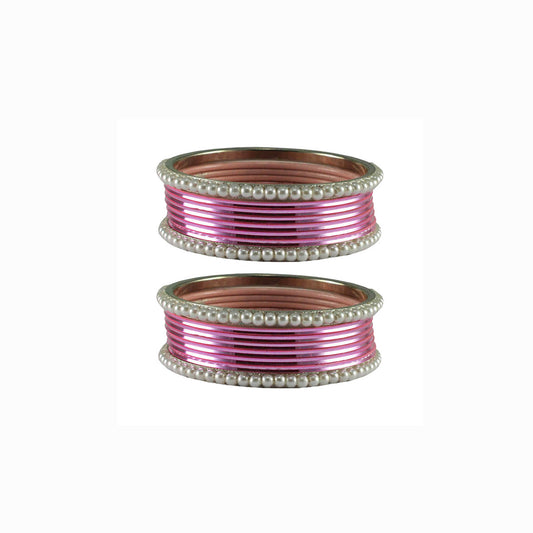 Pink Moti Brass Bangle (Pack Of 16) (sku-ban2886)