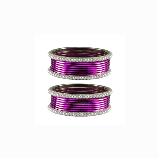 Dark Rani Moti Brass Bangle (Pack Of 16) (sku-ban2887)