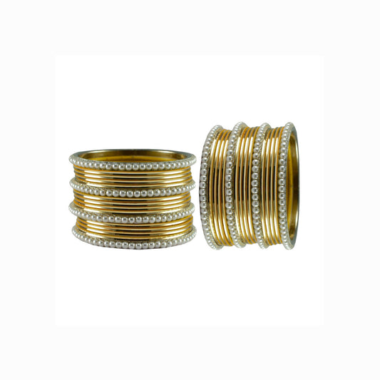 Golden Moti Brass Bangle With Extra Large Size  (Pack Of 32) (sku-ban2891)
