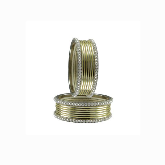 Cream Moti Brass Bangle (Pack Of 16) (sku-ban2894)