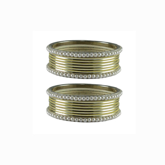 Cream Moti Brass Bangle (Pack Of 16) (sku-ban2894)