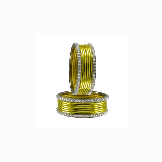 Yellow Moti Brass Bangle (Pack Of 16) (sku-ban2898)