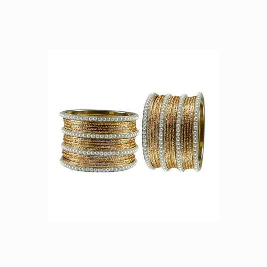Golden Moti Brass Bangle (Pack Of 32) (sku-ban2902)