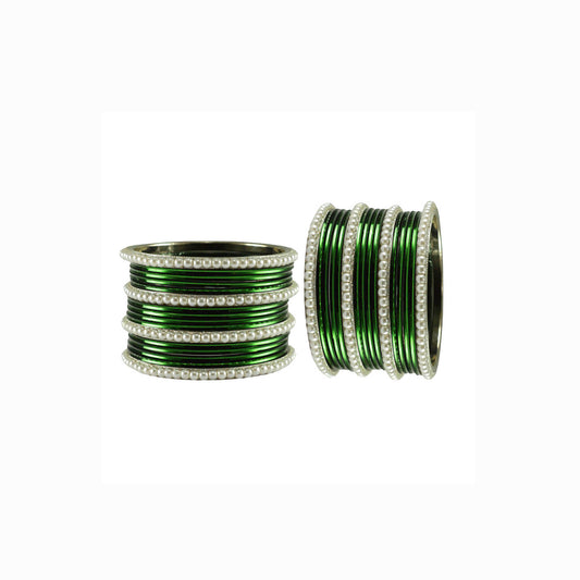 Dark Green Moti Brass Bangle (Pack Of 32) (sku-ban2920)