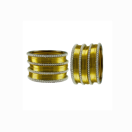 Yellow Moti Brass Bangle (Pack Of 32) (sku-ban2921)