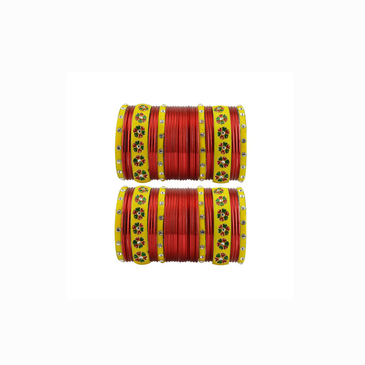 Multi Stone Stud Brass Bangle With Extra Large Size  Pack Of-60 (sku-ban29662)