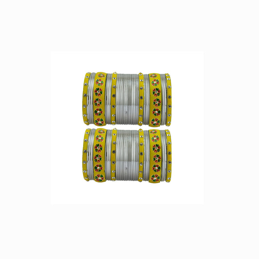 Silver Brass Stone Stud Bangle Pack Of-60 (sku-ban29664)