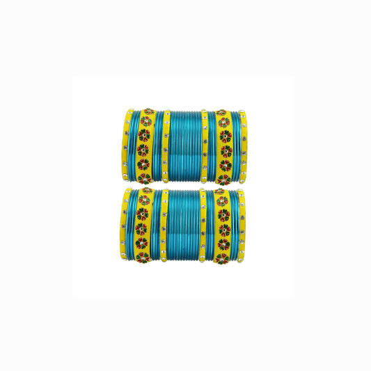 Firozi Brass Stone Stud Bangle Pack Of-60 (sku-ban29666)
