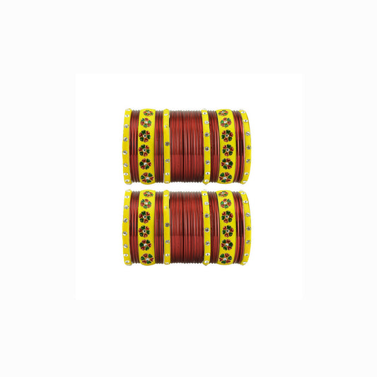 Maroon Stone Stud Brass Bangle With Extra Large Size  Pack Of-60 (sku-ban29669)