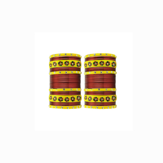 Maroon Stone Stud Brass Bangle With Extra Large Size  Pack Of-60 (sku-ban29669)