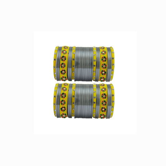 Gray Brass Stone Stud Bangle Pack Of-60 (sku-ban29670)