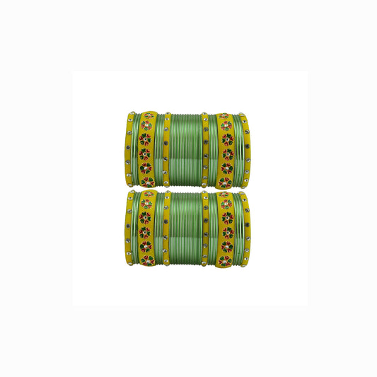 Elaichi Brass Stone Stud Bangle Pack Of-60 (sku-ban29672)