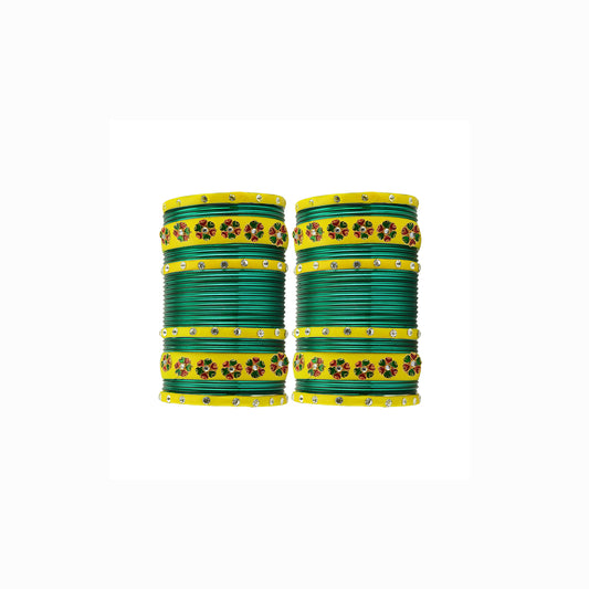 Aqua Brass Stone Stud Bangle Pack Of-60 (sku-ban29679)