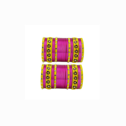 Dark Rani Brass Stone Stud Bangle Pack Of-60 (sku-ban29681)
