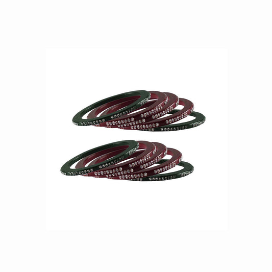 Pure Lakh Traditional Hinglu Rajasthani bangle (Pack Of 10) (sku-ban3028)