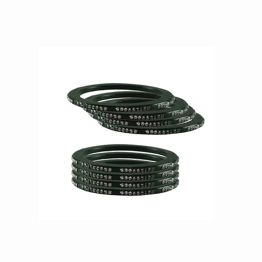 Green Stone  Lac Pure Lakh Rajasthani Bangle (Pack Of 8) (sku-ban3030)