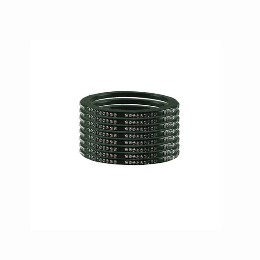 Green Stone  Lac Pure Lakh Rajasthani Bangle (Pack Of 8) (sku-ban3030)