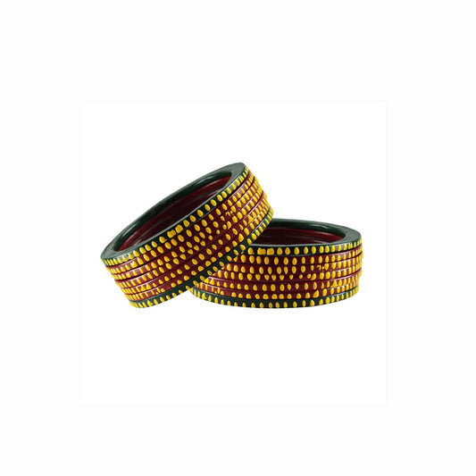 Pure Lakh Traditional Matthi Hinglu Rajasthani bangle (Pack Of 14) (sku-ban3038)